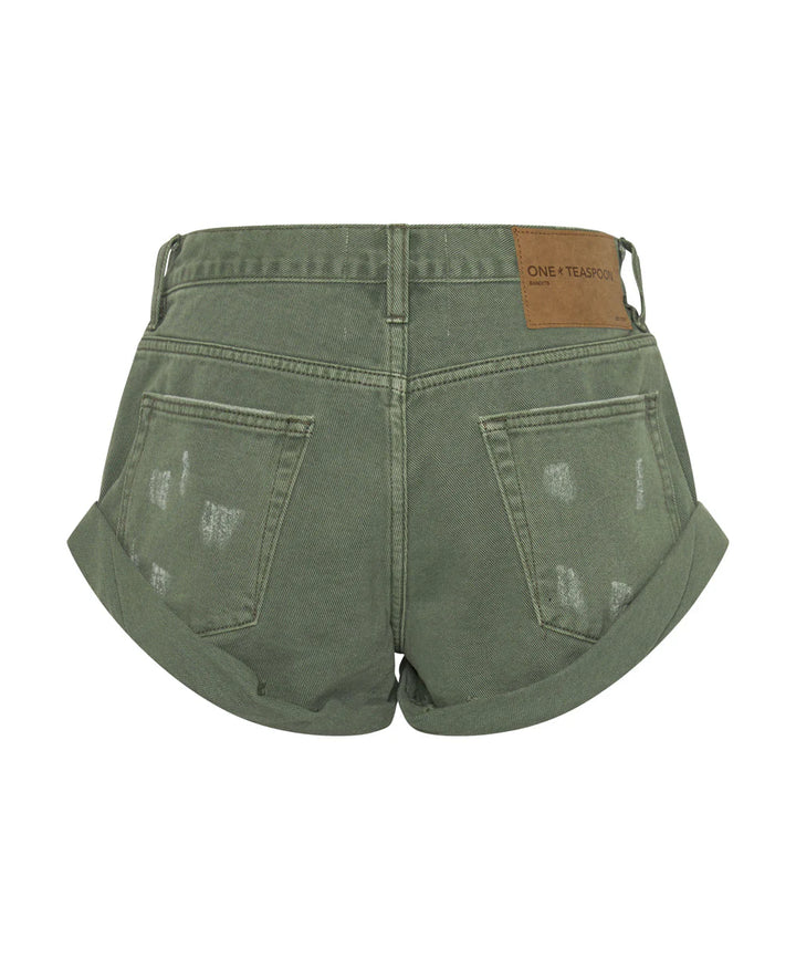 ONE TEASPOON Womens Super Khaki Bandits Low Waist Denim Short
