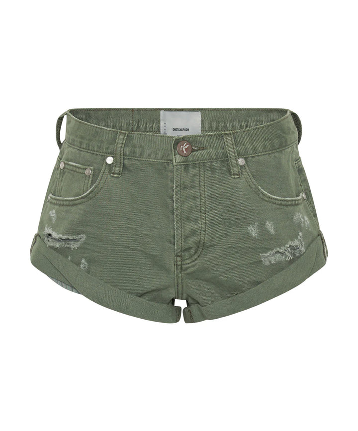 ONE TEASPOON Womens Super Khaki Bandits Low Waist Denim Short