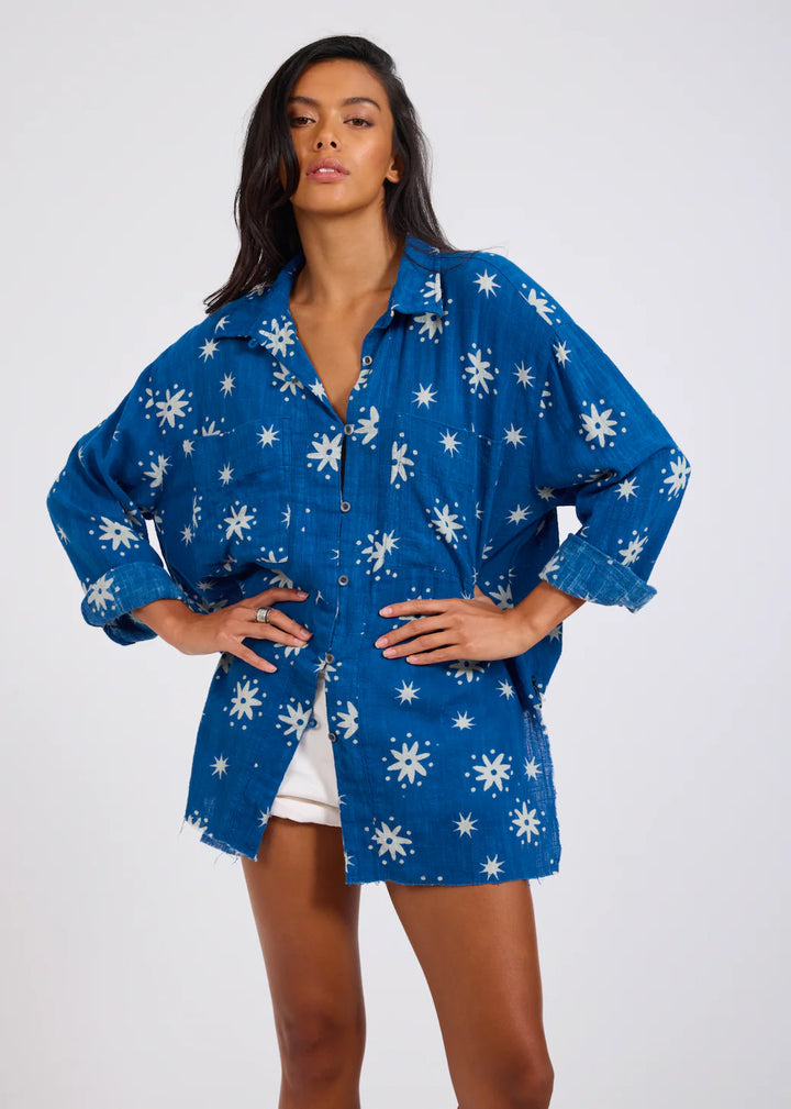ONE TEASPOON Womens Supernova Muslin Shirt in Blue
