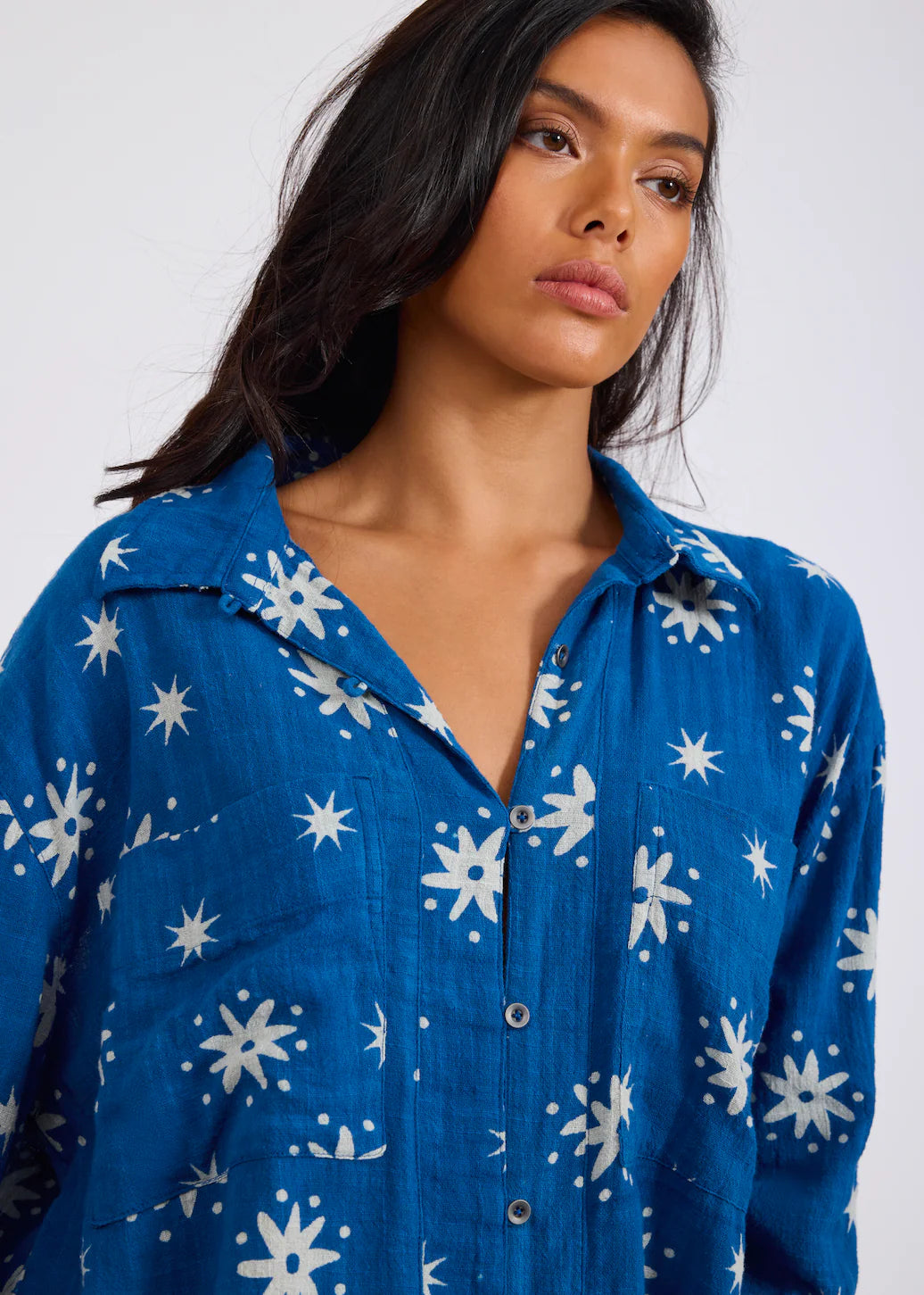 ONE TEASPOON Womens Supernova Muslin Shirt in Blue