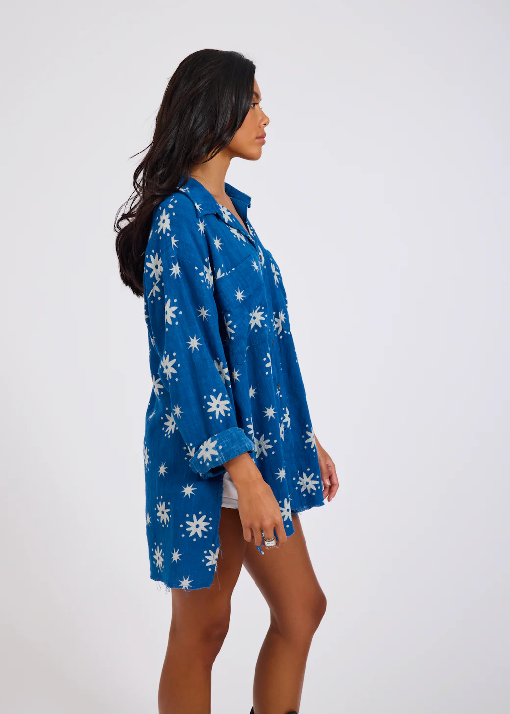 ONE TEASPOON Womens Supernova Muslin Shirt in Blue