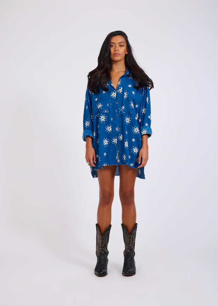 ONE TEASPOON Womens Supernova Muslin Shirt in Blue