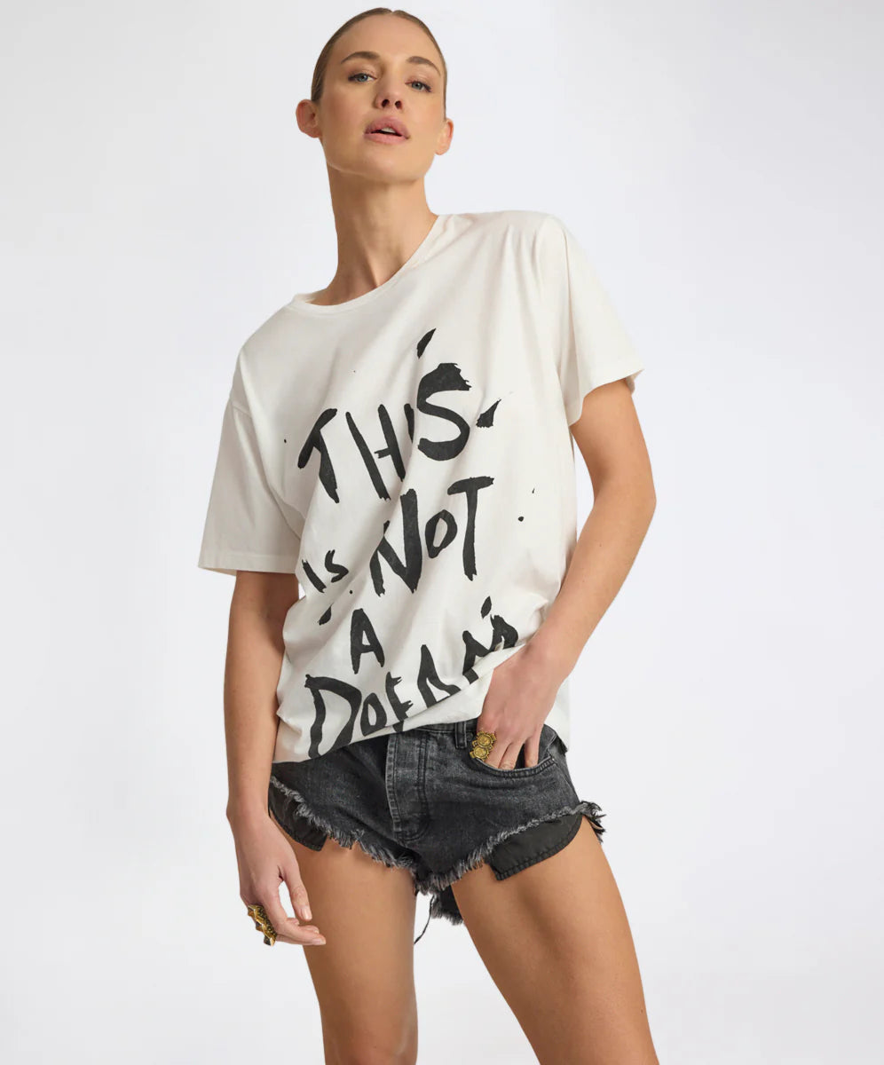 ONE TEASPOON Womens This Is Not A Dream Boyfriend Tee in White