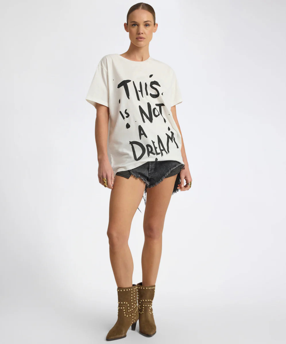 ONE TEASPOON Womens This Is Not A Dream Boyfriend Tee in White