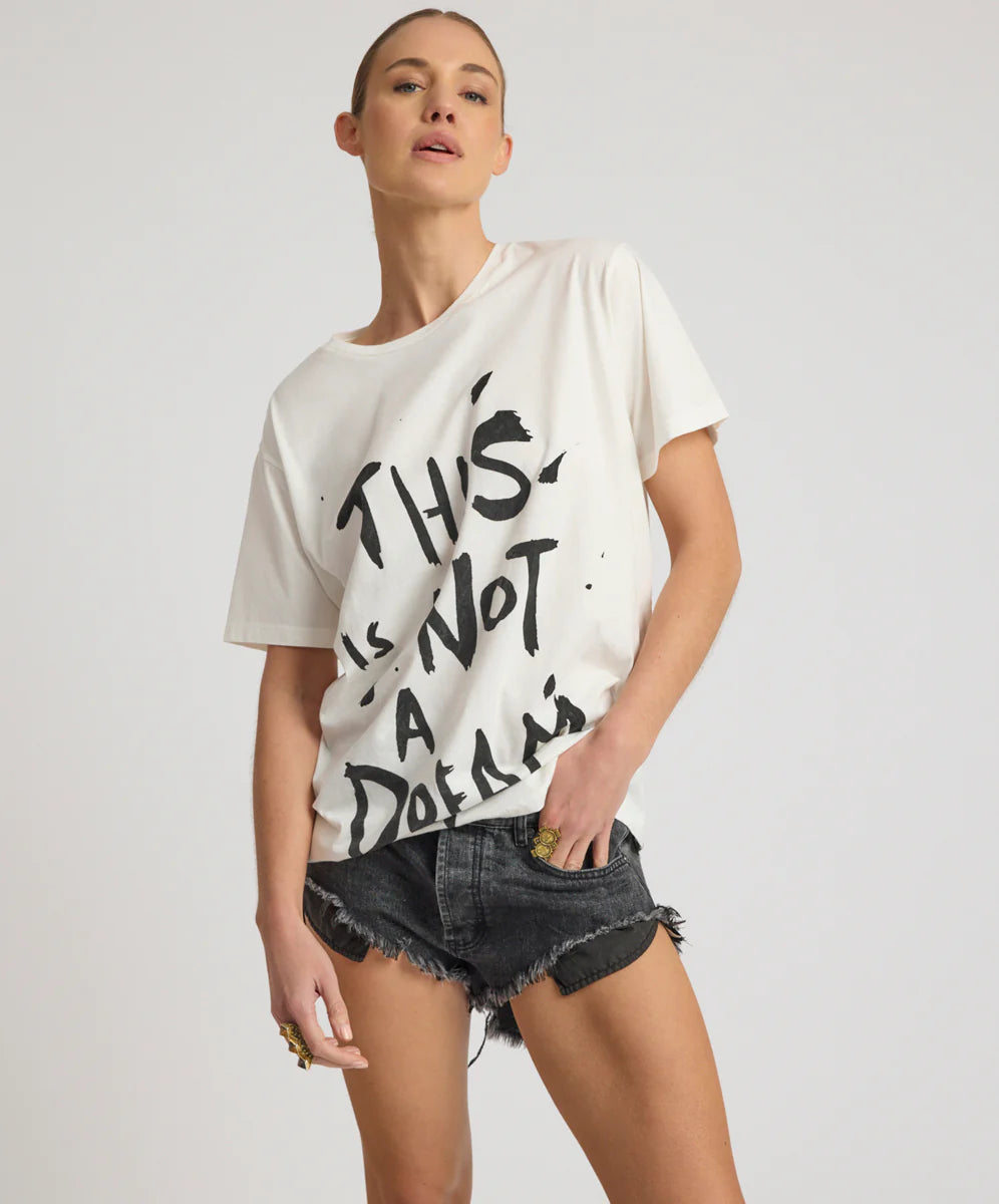 ONE TEASPOON Womens This Is Not A Dream Boyfriend Tee in White