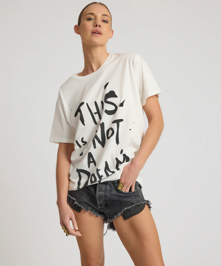 ONE TEASPOON Womens This Is Not A Dream Boyfriend Tee in White