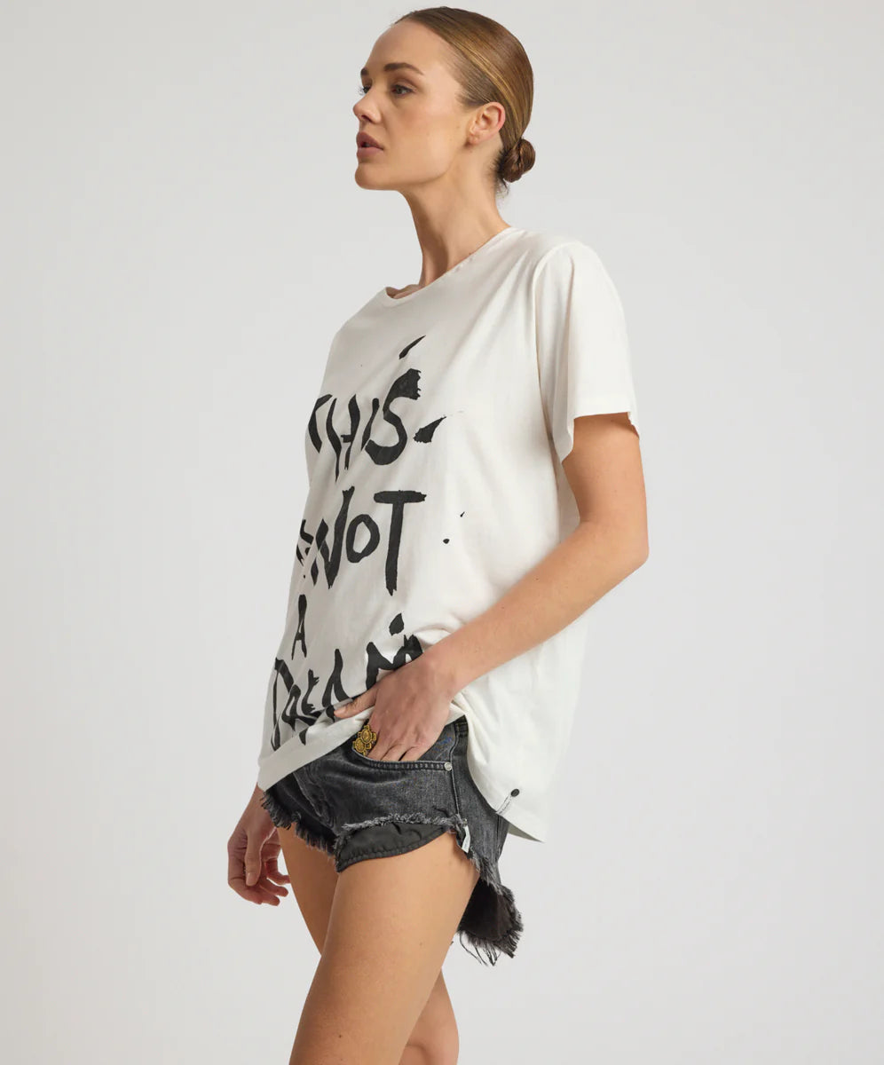 ONE TEASPOON Womens This Is Not A Dream Boyfriend Tee in White