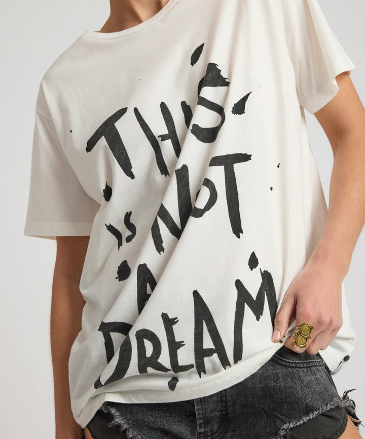 ONE TEASPOON Womens This Is Not A Dream Boyfriend Tee in White