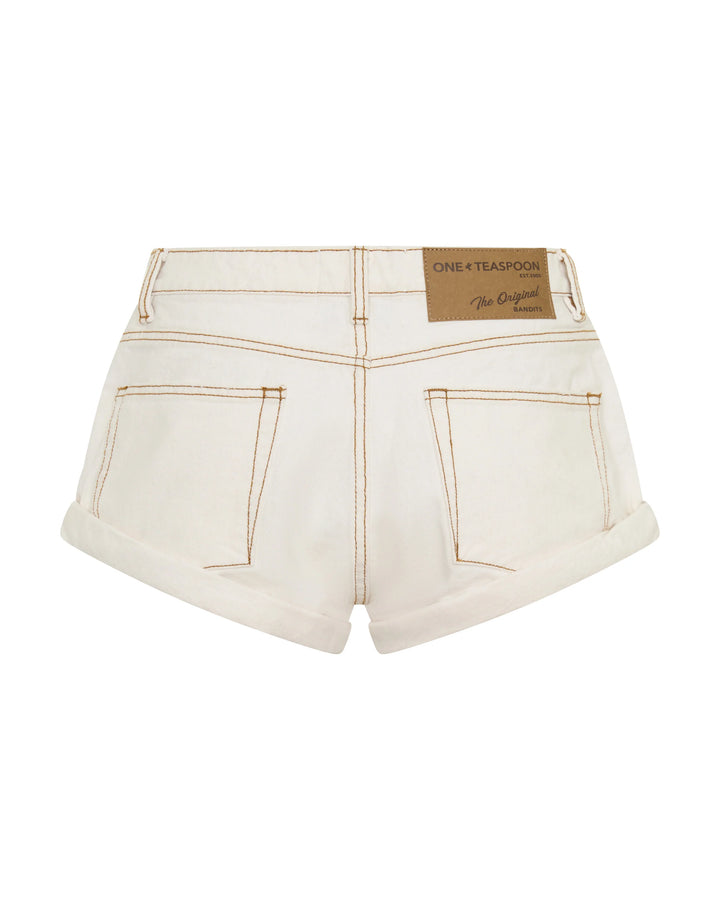 ONE TEASPOON Womens White Beauty 2027 Low Waist Denim Shorts, WOMENS SHORTS, OneTeaspoon, Elwood 101