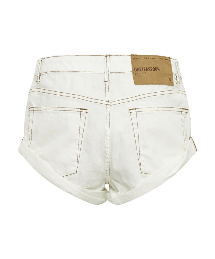 ONE TEASPOON Womens White Beauty Bandits Low Waist Denim Short - White Beauty, WOMENS SHORTS, OneTeaspoon, Elwood 101