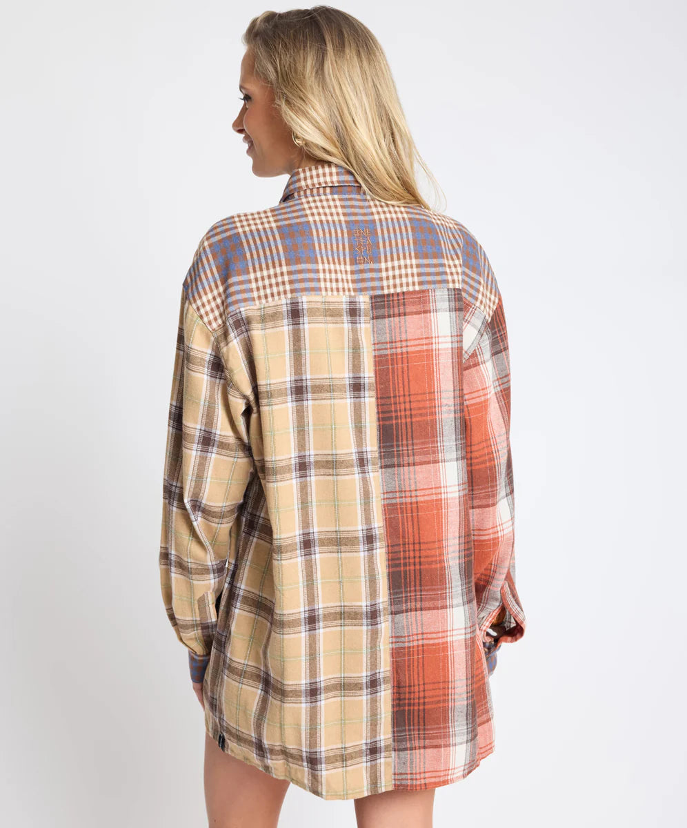 ONE TEASPOON Womens Essential Patchwork Flannel Shirt in Natural
