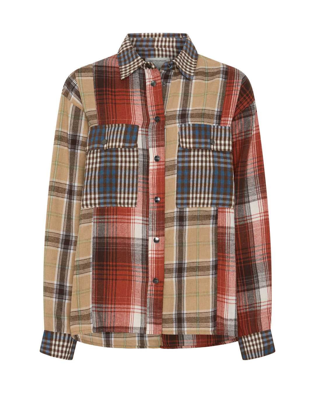 ONE TEASPOON Womens Essential Patchwork Flannel Shirt in Natural