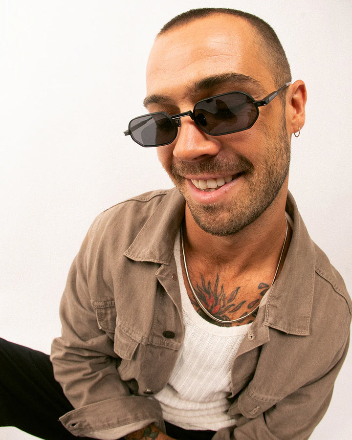 OSCAR & FRANK Mr Zuzu Sunglasses  Matte Black Titanium / Grey Lens, SUNGLASSES UNISEX, OSCAR & FRANK, Elwood 101