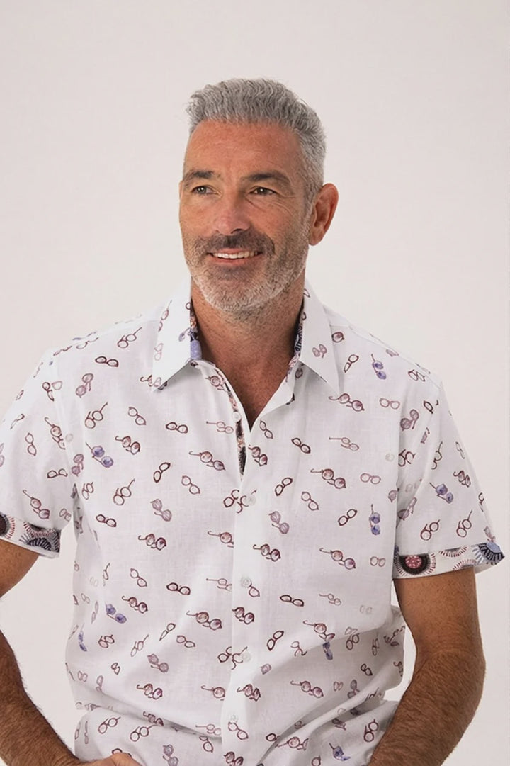 ROCK & ROLL RELIGION Mens Worsley Short Sleeve Shirt in White