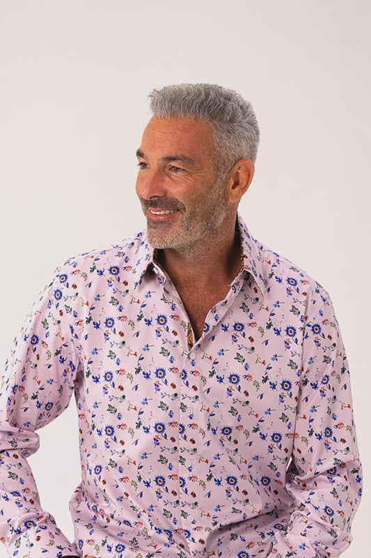 ROCK & ROLL RELIGION Mens Radcliffe Long Sleeve Shirt in Pink