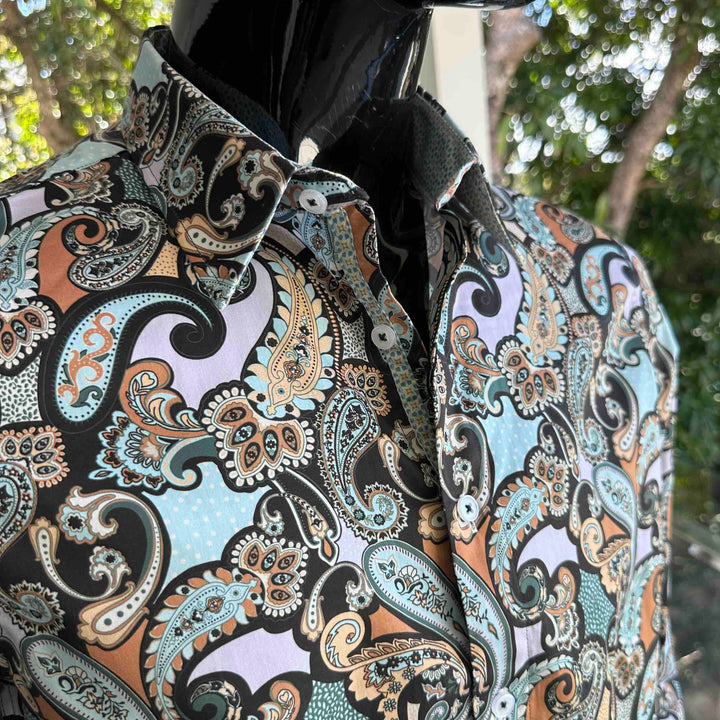 ROCK & ROLL RELIGION Mens Chedlie Long Sleeve Paisley Shirt in Multi, MENS SHIRTS, ROCK & ROLL RELIGION, Elwood 101