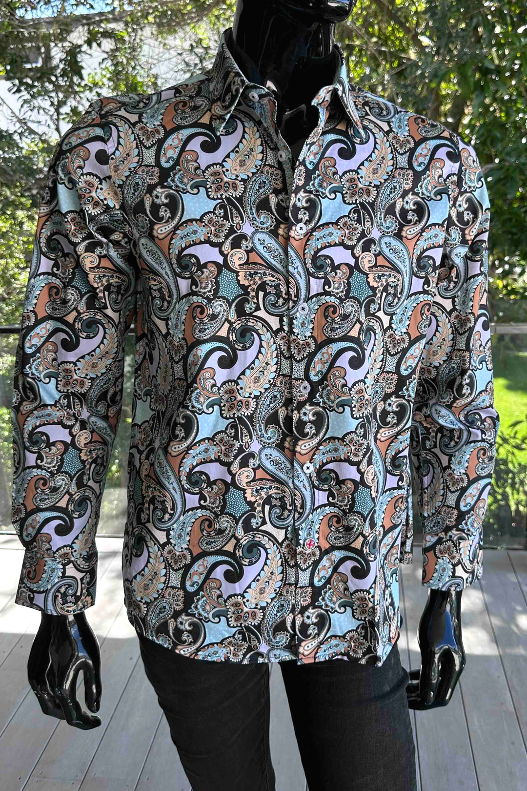 ROCK & ROLL RELIGION Mens Chedlie Long Sleeve Paisley Shirt in Multi, MENS SHIRTS, ROCK & ROLL RELIGION, Elwood 101