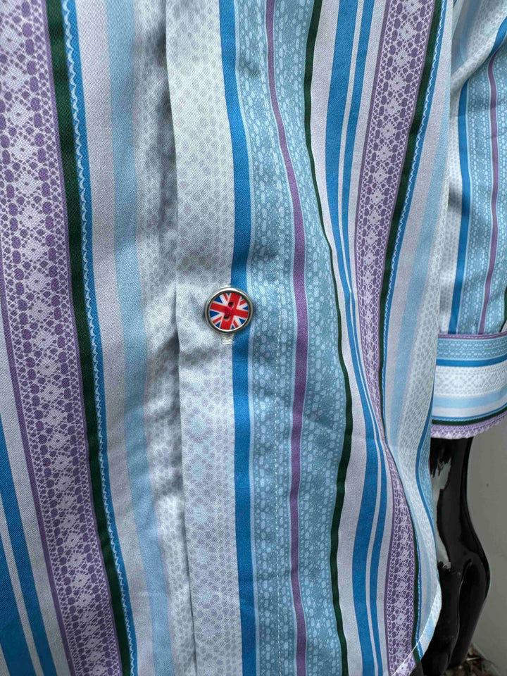 ROCK & ROLL RELIGION Mens Farnworth Stripe Long Sleeve Shirt in Teal, MENS SHIRTS, ROCK & ROLL RELIGION, Elwood 101
