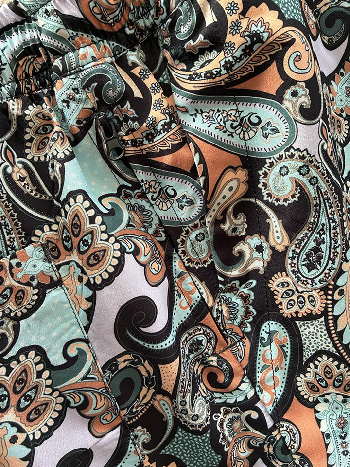 ROCK & ROLL RELIGION Mens Greenback Swim Shorts in Black Paisley, MENS SHORTS, ROCK & ROLL RELIGION, Elwood 101
