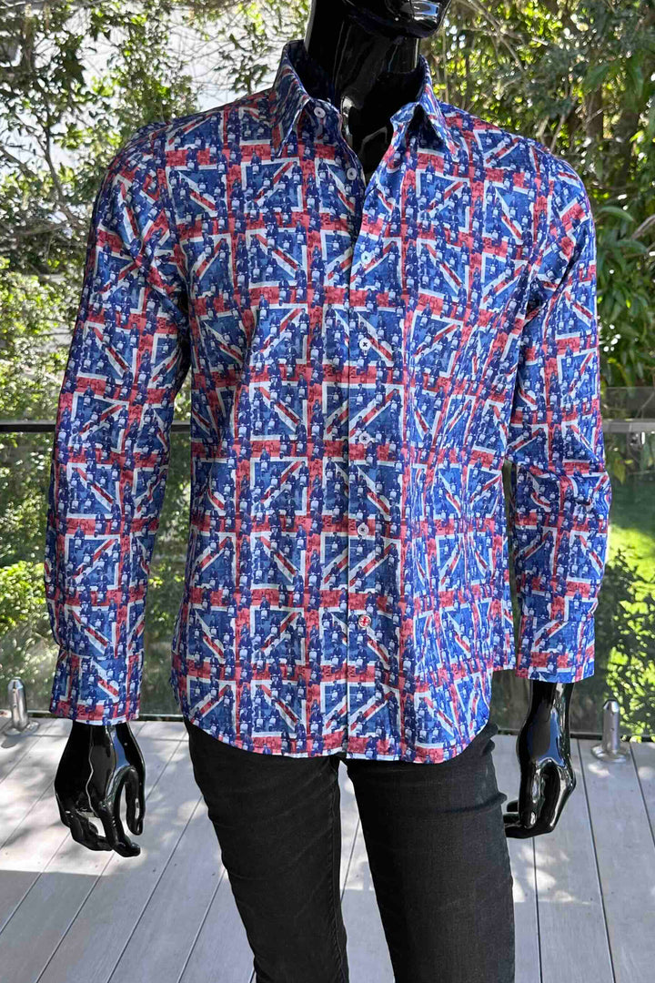 ROCK & ROLL RELIGION Mens Manchester Long Sleeve Shirt in Navy