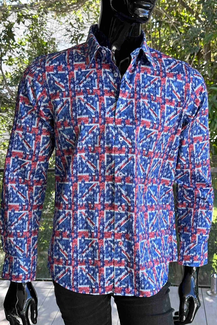 ROCK & ROLL RELIGION Mens Manchester Long Sleeve Shirt in Navy