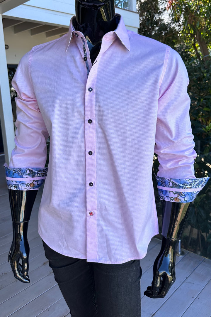 ROCK & ROLL RELIGION Mens Marple Long Sleeve Shirt in Pink, MENS SHIRTS, ROCK & ROLL RELIGION, Elwood 101