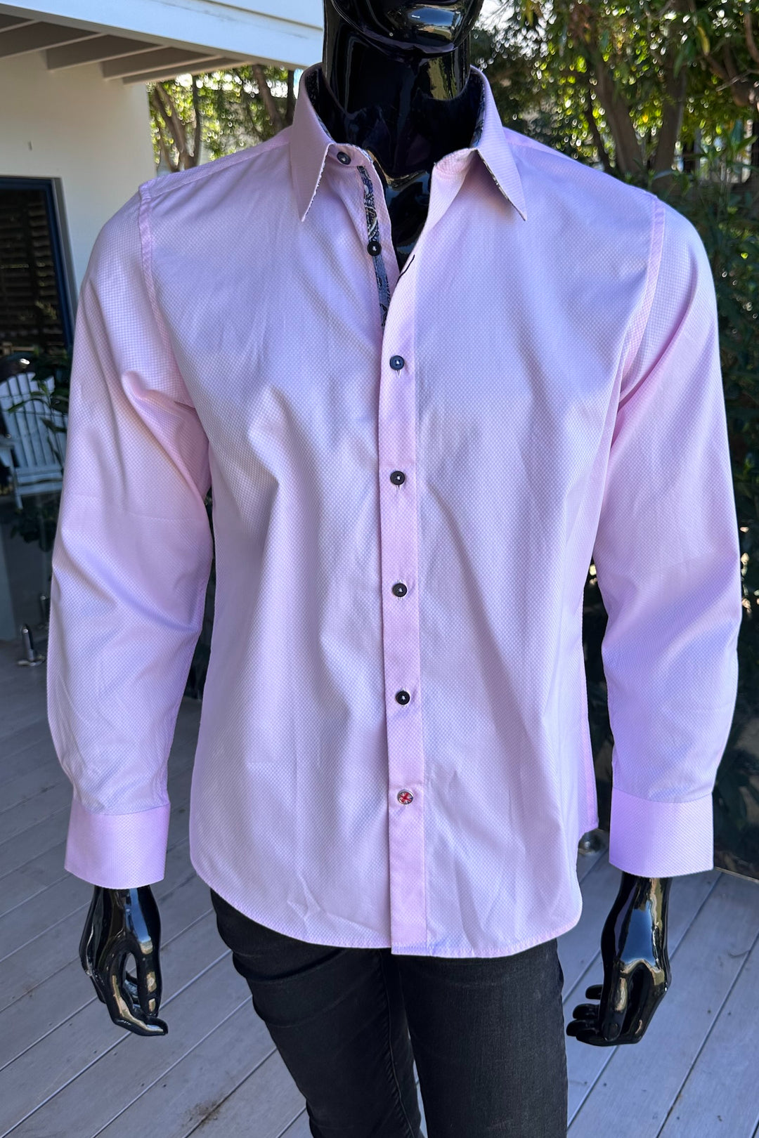 ROCK & ROLL RELIGION Mens Marple Long Sleeve Shirt in Pink, MENS SHIRTS, ROCK & ROLL RELIGION, Elwood 101