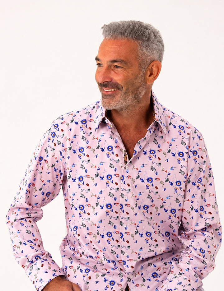 ROCK & ROLL RELIGION Mens Radcliffe Long Sleeve Shirt in Pink, MENS SHIRTS, ROCK & ROLL RELIGION, Elwood 101