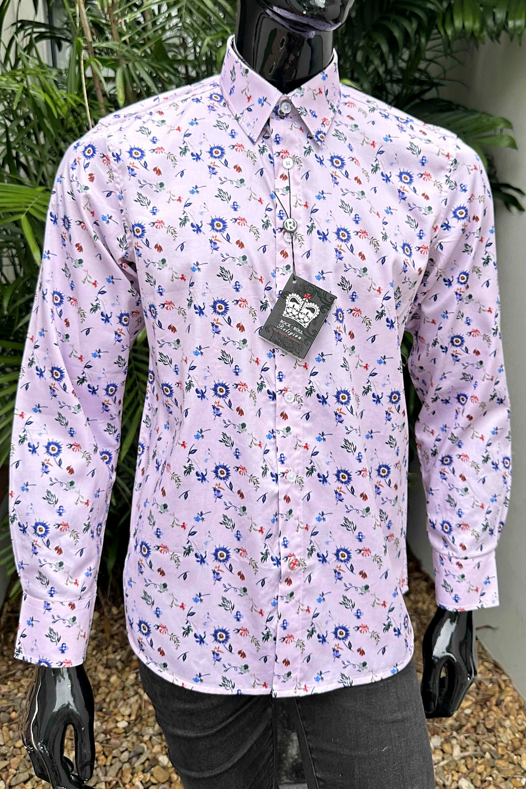 ROCK & ROLL RELIGION Mens Radcliffe Long Sleeve Shirt in Pink, MENS SHIRTS, ROCK & ROLL RELIGION, Elwood 101