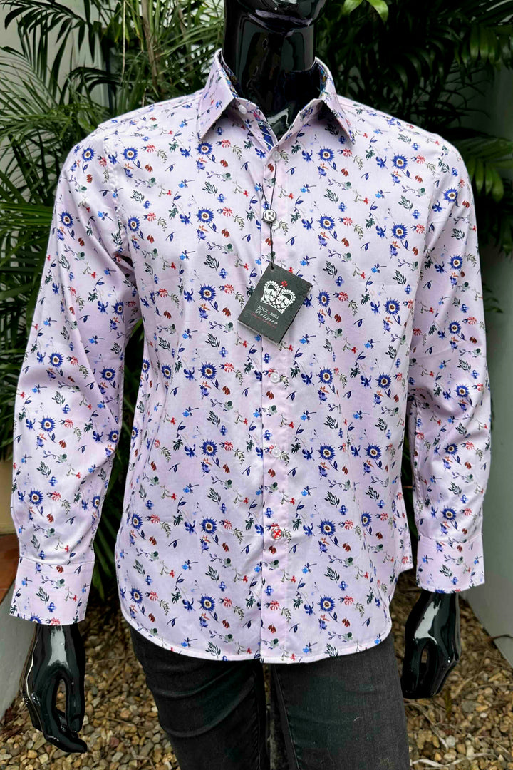 ROCK & ROLL RELIGION Mens Radcliffe Long Sleeve Shirt in Pink, MENS SHIRTS, ROCK & ROLL RELIGION, Elwood 101