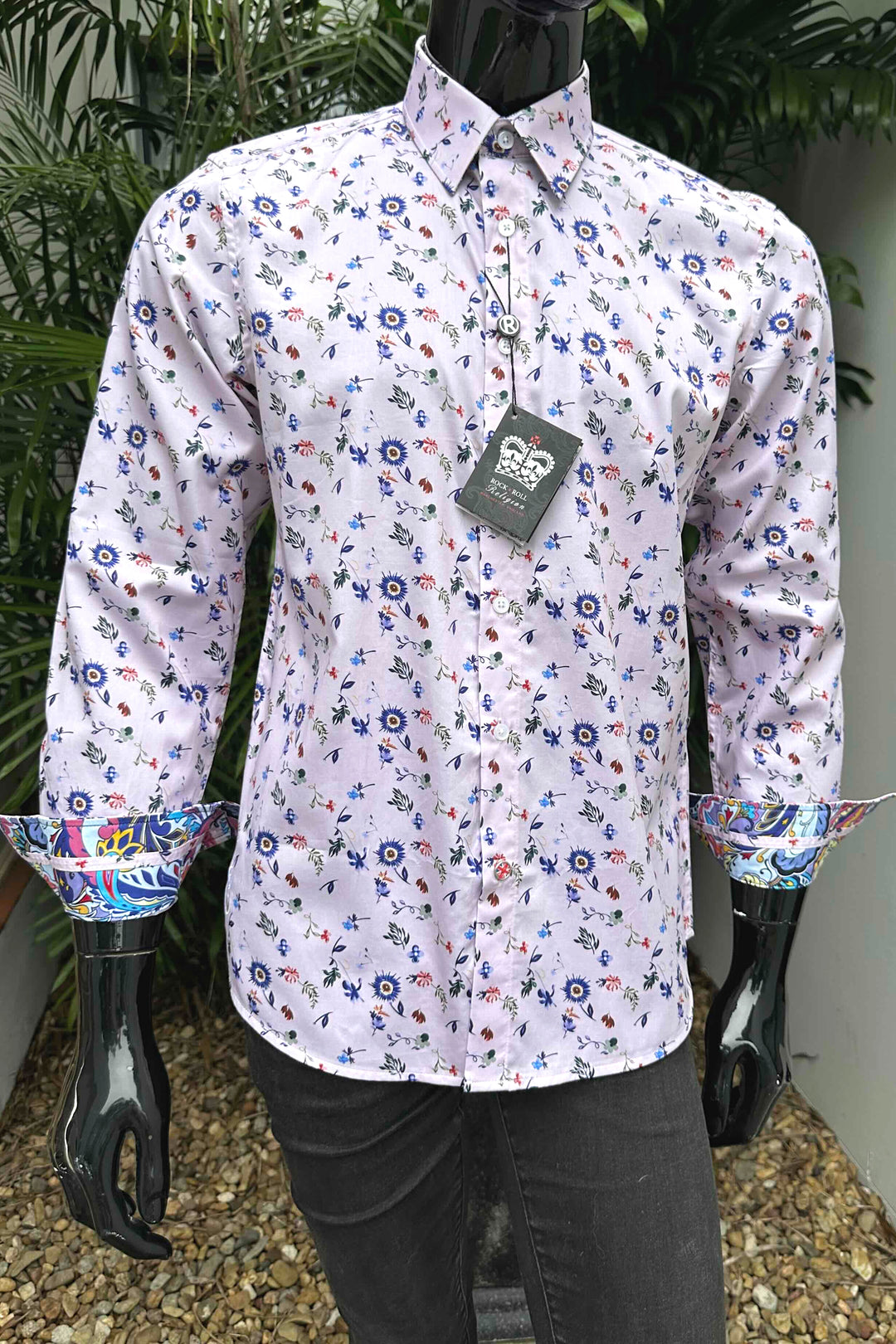 ROCK & ROLL RELIGION Mens Radcliffe Long Sleeve Shirt in Pink, MENS SHIRTS, ROCK & ROLL RELIGION, Elwood 101