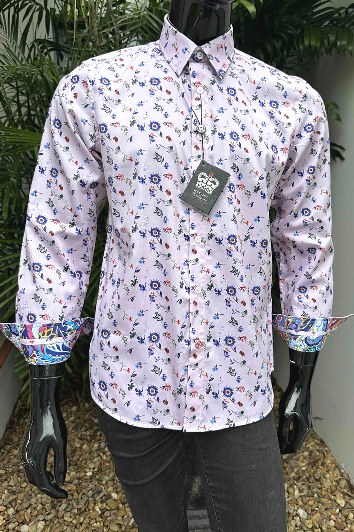 ROCK & ROLL RELIGION Mens Radcliffe Long Sleeve Shirt in Pink, MENS SHIRTS, ROCK & ROLL RELIGION, Elwood 101