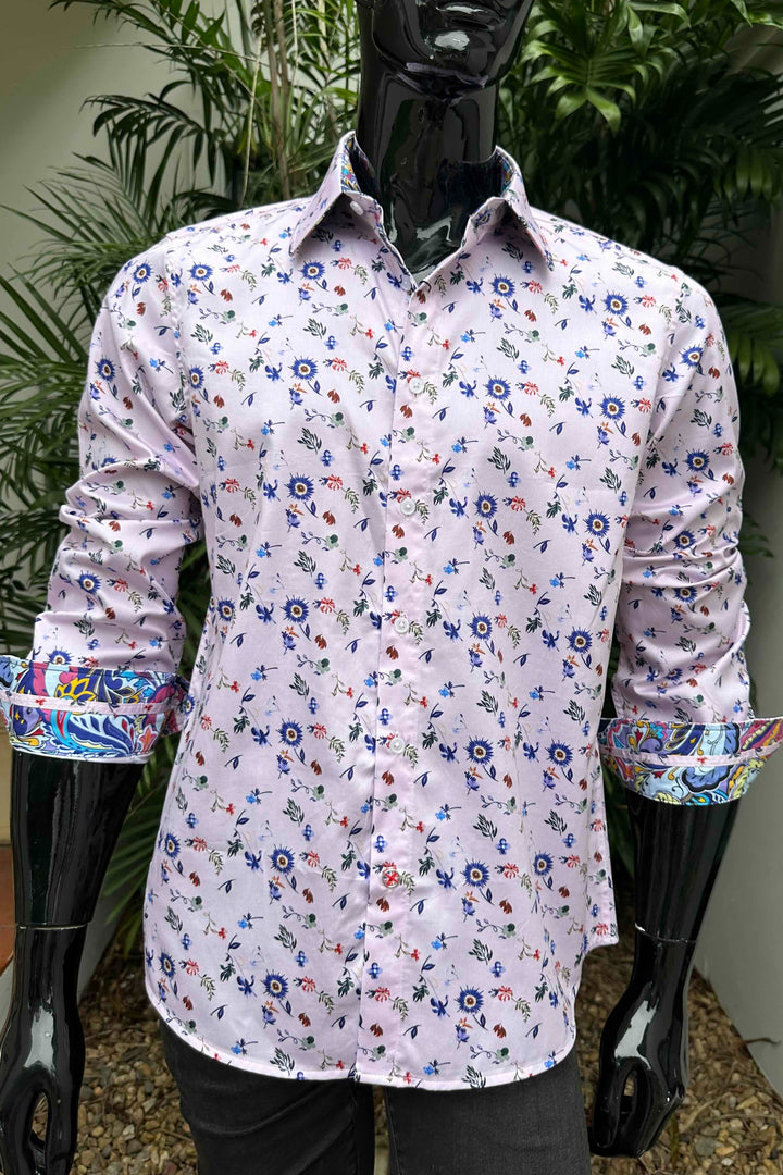 ROCK & ROLL RELIGION Mens Radcliffe Long Sleeve Shirt in Pink, MENS SHIRTS, ROCK & ROLL RELIGION, Elwood 101
