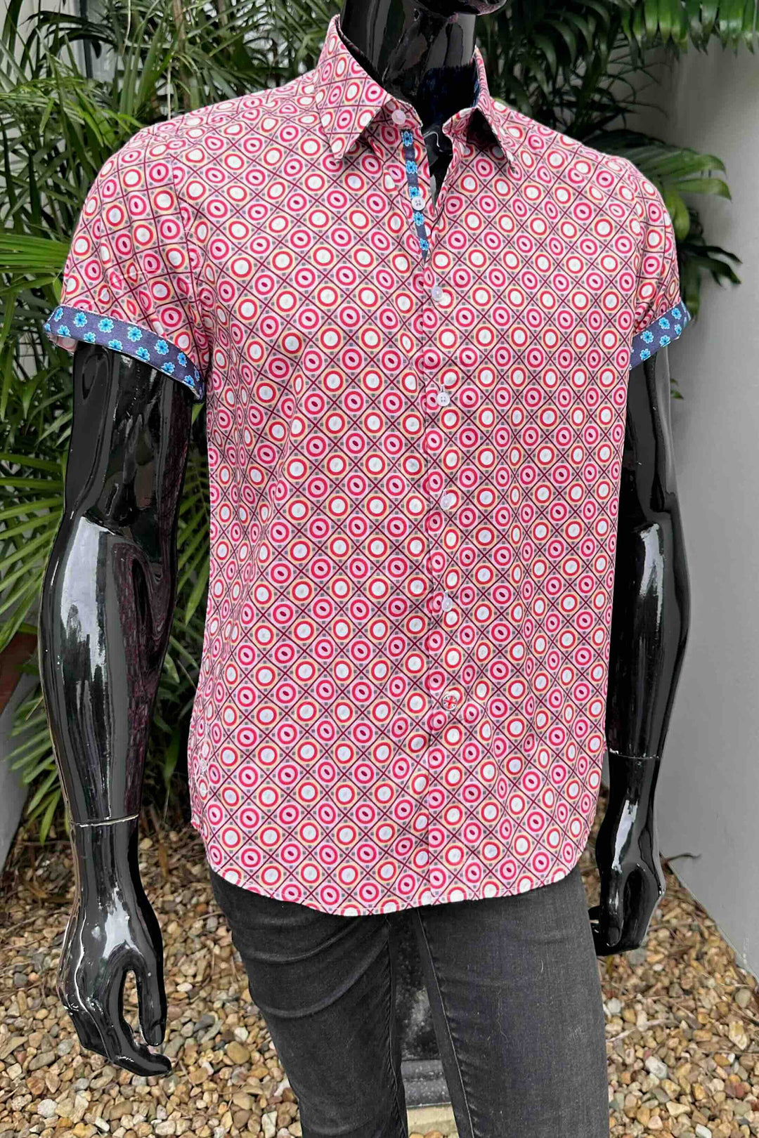 ROCK & ROLL RELIGION Mens Salford Short Sleeve Shirt in Pink, MENS SHIRTS, ROCK & ROLL RELIGION, Elwood 101