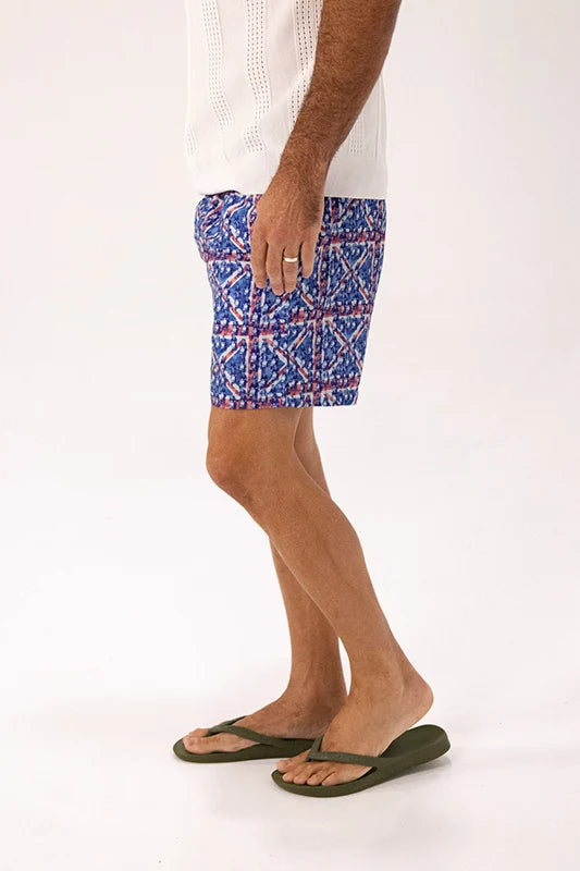 ROCK & ROLL RELIGION Mens Scott Swim Shorts in Blue Union Jack Print, MENS SHORTS, ROCK & ROLL RELIGION, Elwood 101