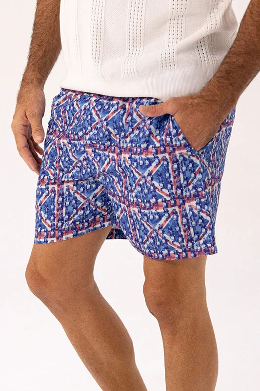 ROCK & ROLL RELIGION Mens Scott Swim Shorts in Blue Union Jack Print, MENS SHORTS, ROCK & ROLL RELIGION, Elwood 101