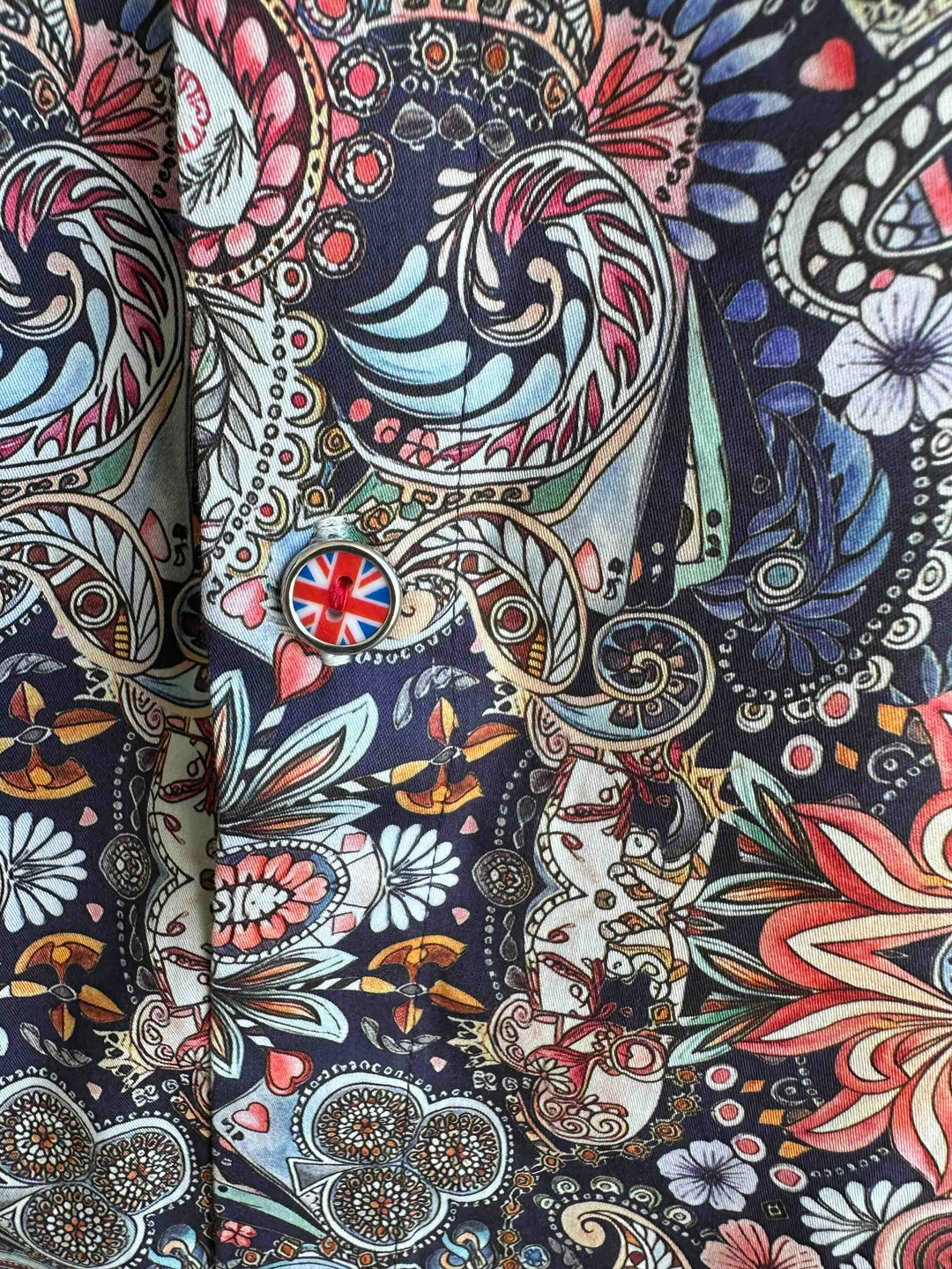 ROCK & ROLL RELIGION Mens Stretford Long Sleeve Paisley Shirt in Navy