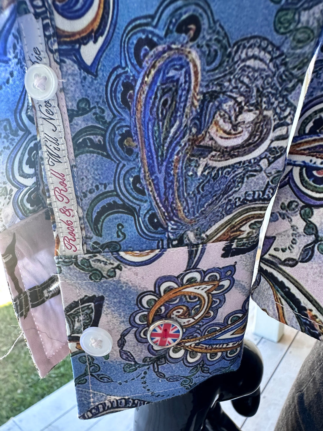 ROCK & ROLL RELIGION Mens Walkden Long Sleeve Paisley Shirt  in Sky, MENS SHIRTS, ROCK & ROLL RELIGION, Elwood 101