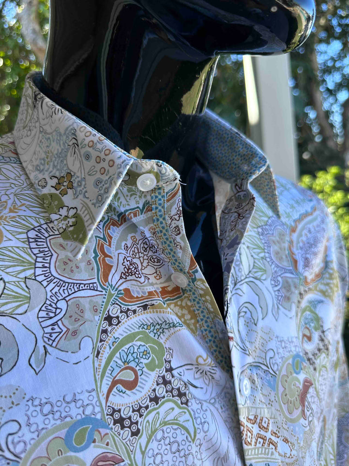 ROCK & ROLL RELIGION Mens Dukifield Long Sleeve Paisley Shirt in Ecru, MENS SHIRTS, ROCK & ROLL RELIGION, Elwood 101