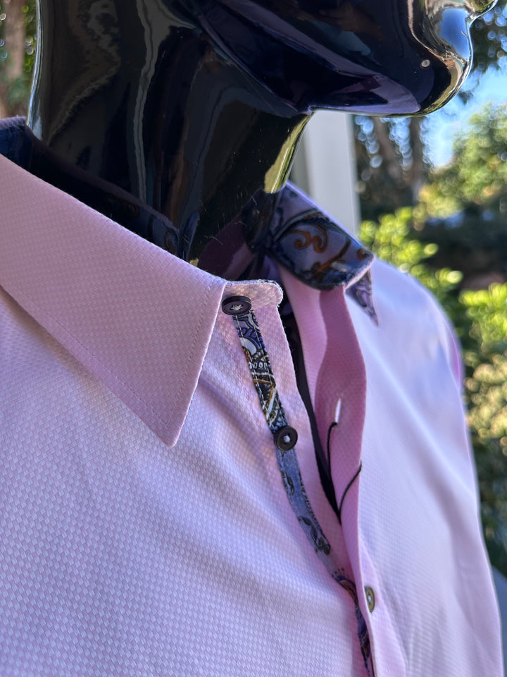 ROCK & ROLL RELIGION Mens Marple Long Sleeve Shirt in Pink, MENS SHIRTS, ROCK & ROLL RELIGION, Elwood 101