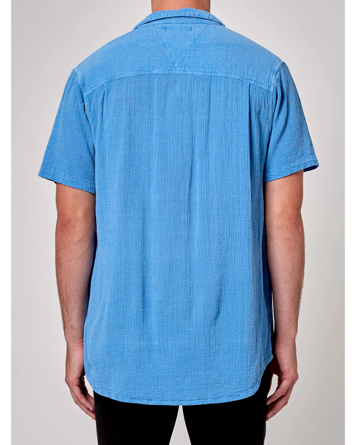 ROLLAS Mens Bon Crepe Short Sleeve Shirt - Blue, MENS SHIRTS, ROLLAS, Elwood 101