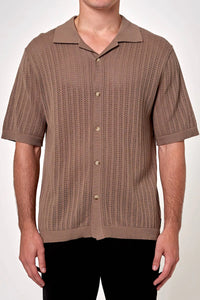 ROLLAS Mens Boucle Bowler Short Sleeve Shirt - Oak, MENS SHIRTS, ROLLAS, Elwood 101