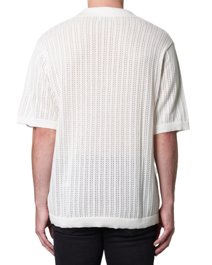ROLLAS Mens Bowler Knit Short Sleeve Shirt - White, MENS SHIRTS, ROLLAS, Elwood 101