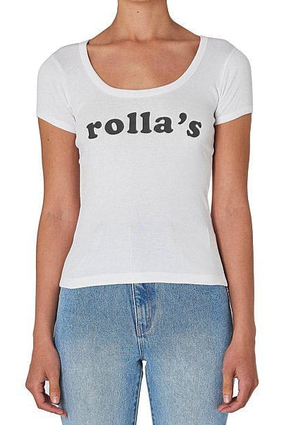 ROLLAS Womens Disco Rib Tee - White, WOMENS TEES & TANKS, ROLLAS, Elwood 101