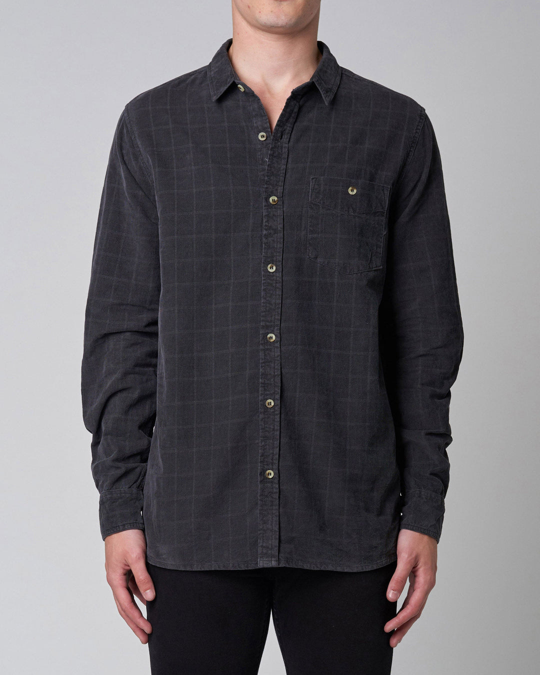 ROLLAS Mens Men at Work Tile Cord Shirt - Black, MENS SHIRTS, ROLLAS, Elwood 101