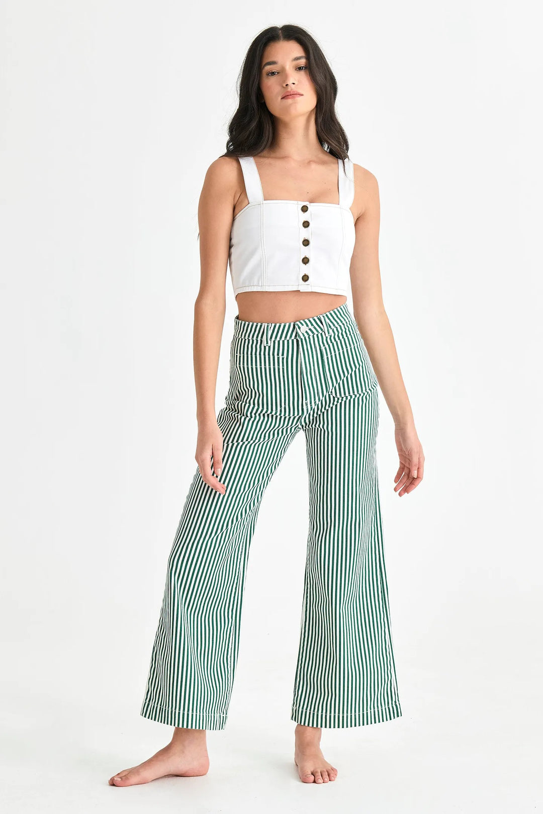 ROLLAS Womens Sailor Jean Laura Stripe Basil, WOMENS DENIM, ROLLAS, Elwood 101