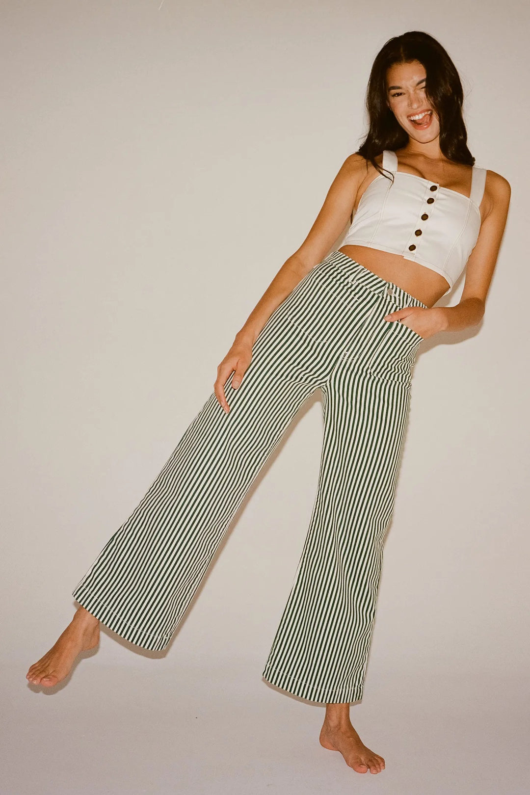 ROLLAS Womens Sailor Jean Laura Stripe Basil, WOMENS DENIM, ROLLAS, Elwood 101