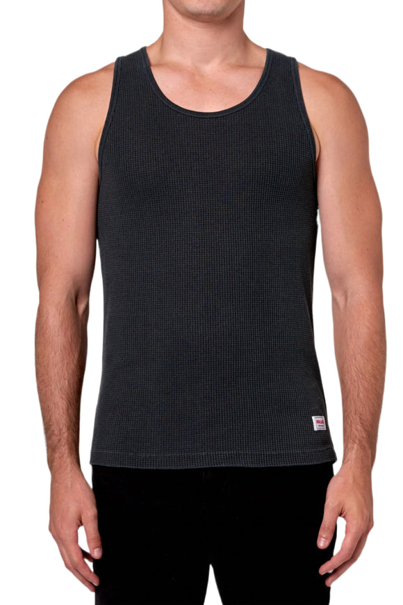 ROLLAS Mens Trade Waffle Tank - Sulphur Black, MENS TEE SHIRTS, ROLLAS, Elwood 101