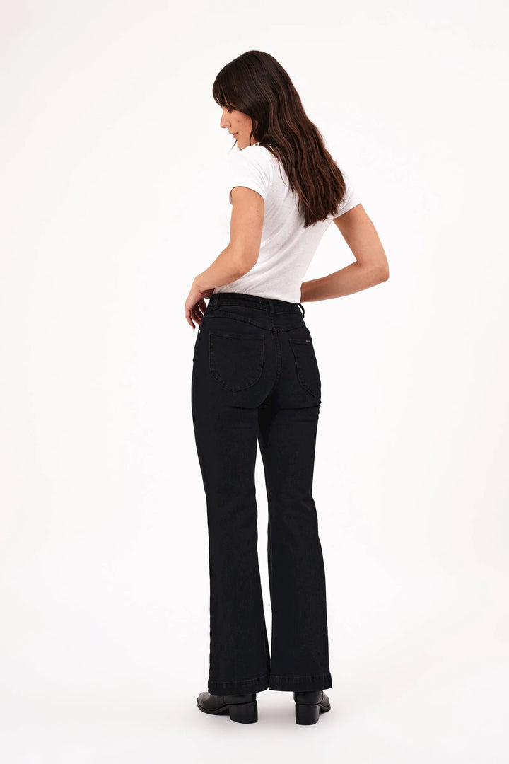 ROLLAS Womens Eastcoast Denim Flare - Black, WOMENS DENIM, ROLLAS, Elwood 101