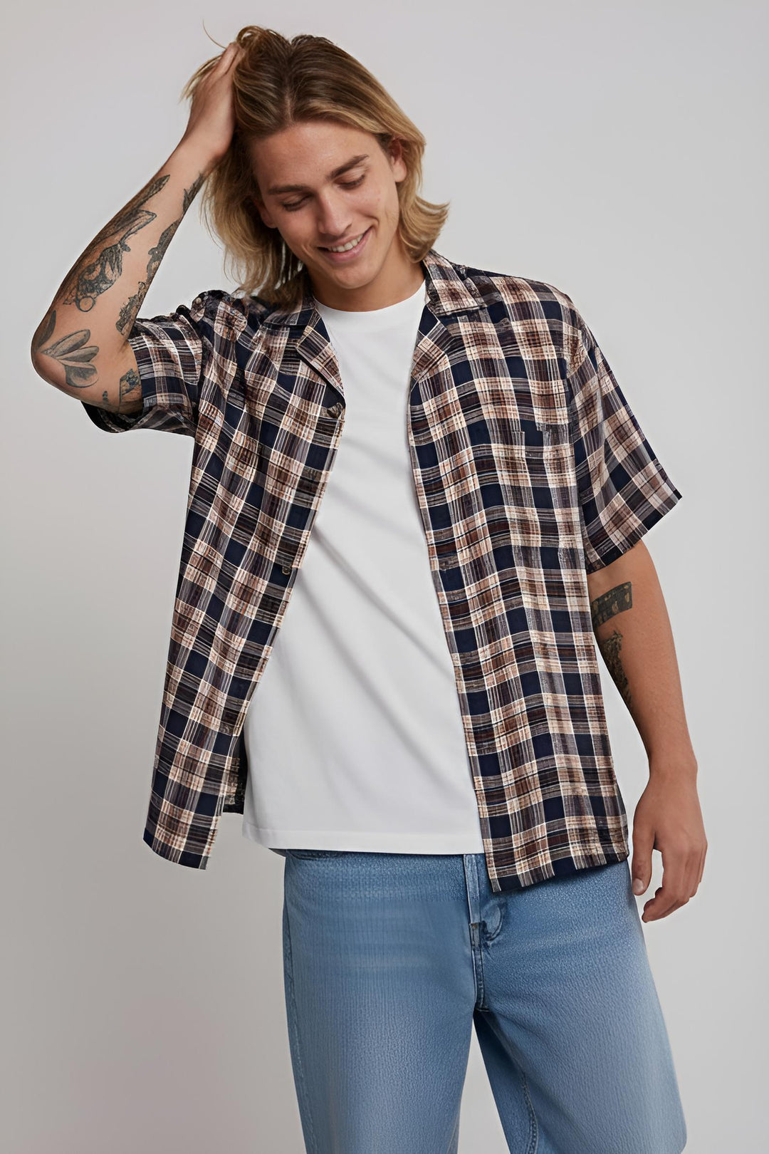 ROLLAS Mens Bowler Check Weave Short Sleeve Shirt - Multi, MENS SHIRTS, ROLLAS, Elwood 101